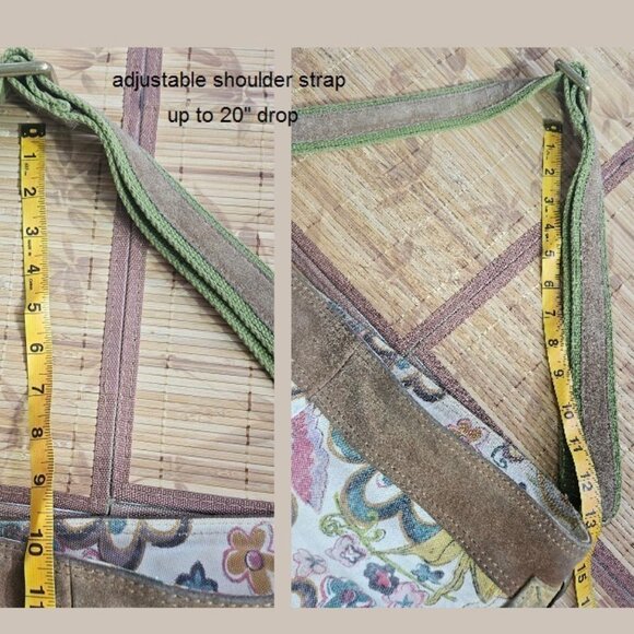 Lucky Brand Vintage Canvas Leather Bag Bird Print Boho Crossbody Bohemian - Picture 12 of 14